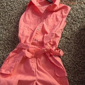 Coral Sleeveless Button-Up Jumpsuit
